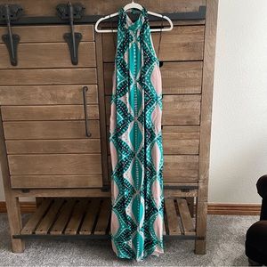 Anthropologie Porridge Abstract Maxi Halter Dress